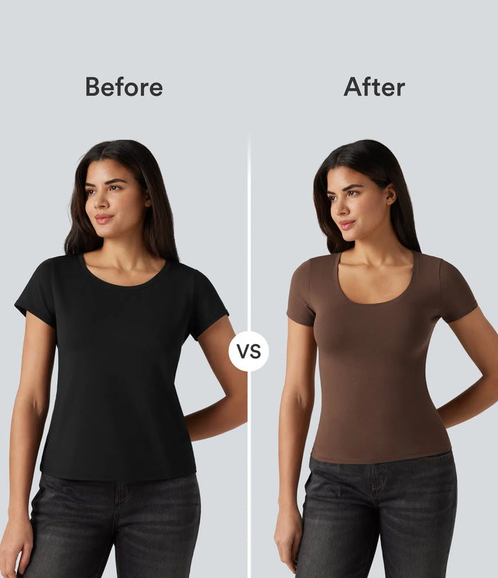 Halara Cotton Jersey Scoop Neck Short Sleeve Casual T-Shirt