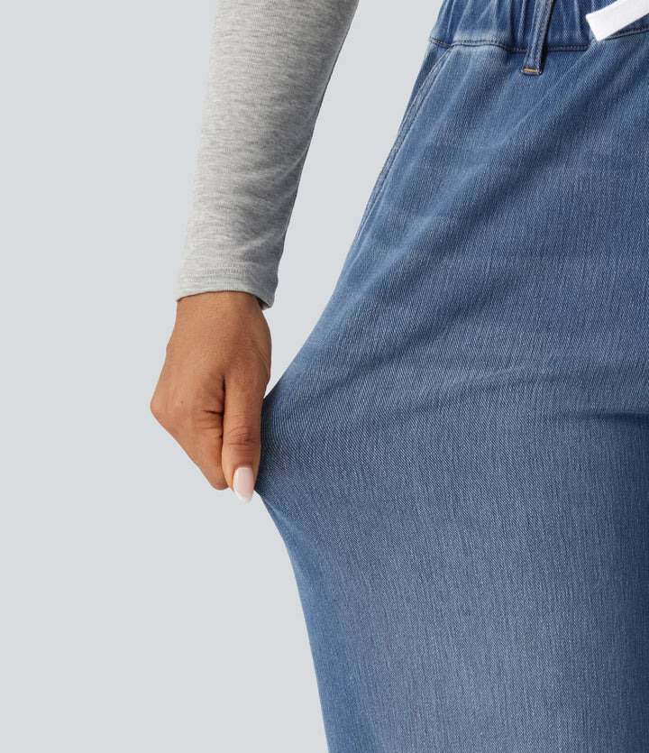 Halara Flex Mid Rise Wide Leg Casual Jeans with Pockets