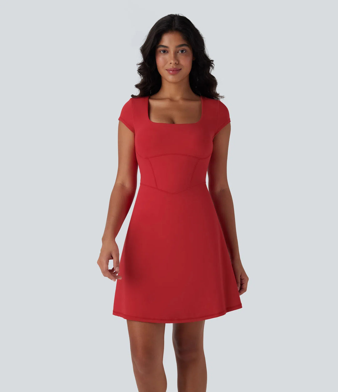 SoftlyZero Plush Square Neck Corset 2-in-1 Mini Casual Dress with Pockets