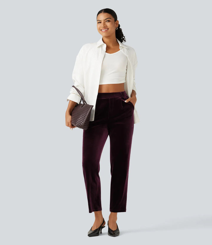 Halara Flex High Waisted Velvet Work Pants with Pockets