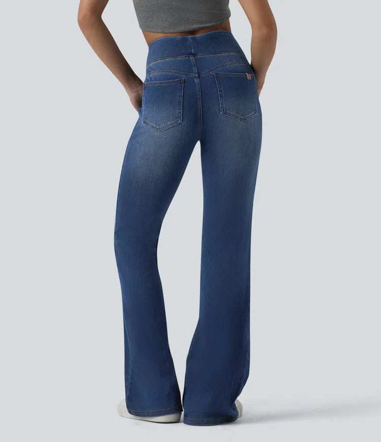 Halara Flex High Waisted Tummy Control Casual Flare Jeans with Pockets