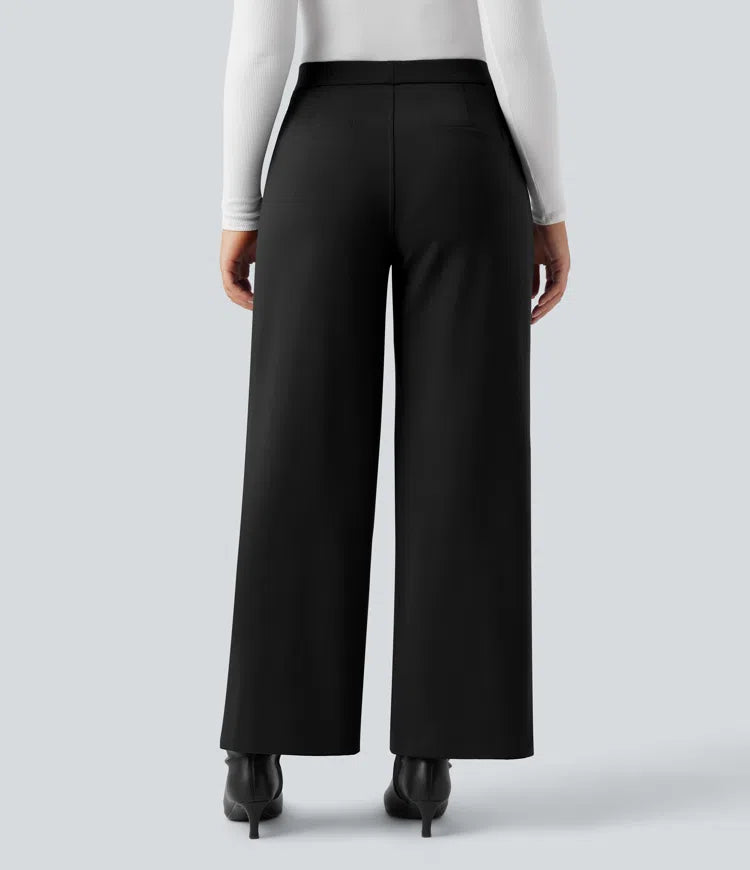 SoftlyZero Plush Thermal High Waisted Straight Leg Work Pants with Pockets