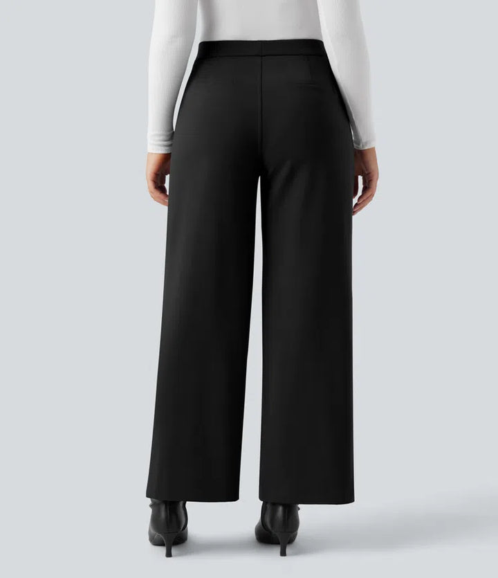 SoftlyZero Plush Thermal High Waisted Straight Leg Work Pants with Pockets