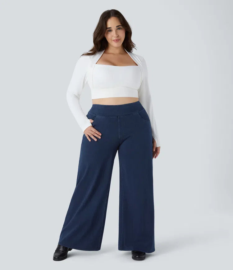 Halara Flex High Waisted Pockets Baggy Wide Leg Loose Casual Plus Size Jeans