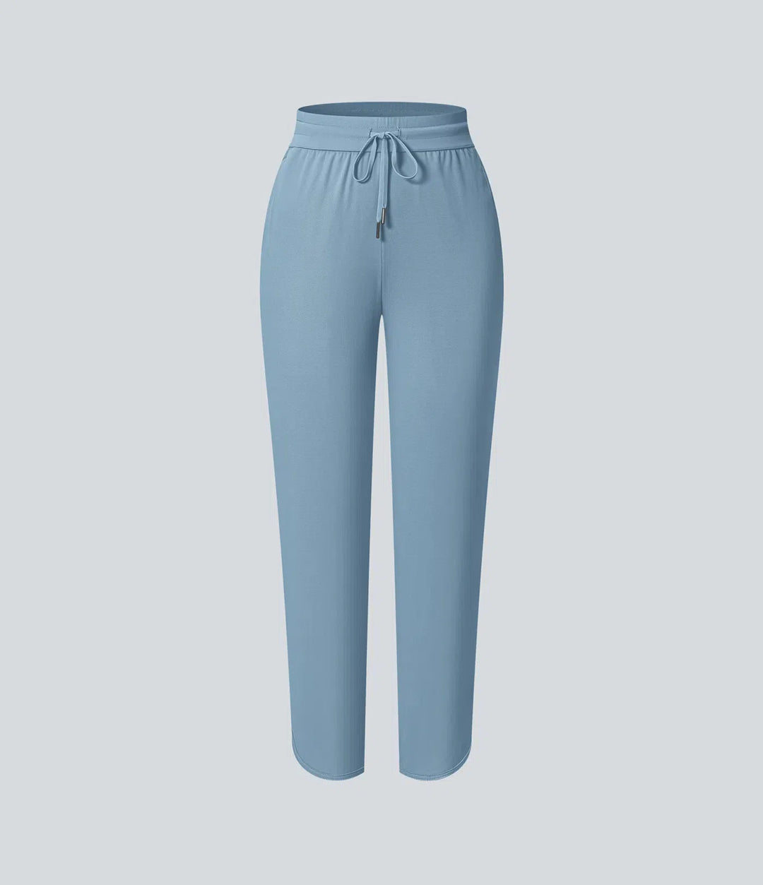 Mid Rise Drawstring Curved Hem Quick Dry Golf Tapered Pants with Pockets-UPF40+