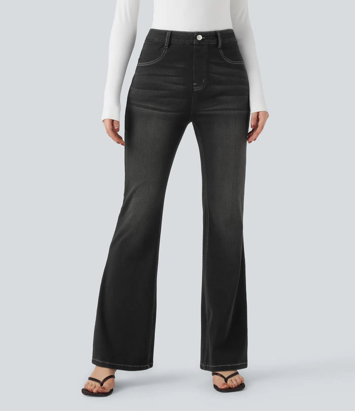 Halara Flex High Waisted Tummy Control Butt Lifting Denim Casual Bootcut Leggings with Pockets
