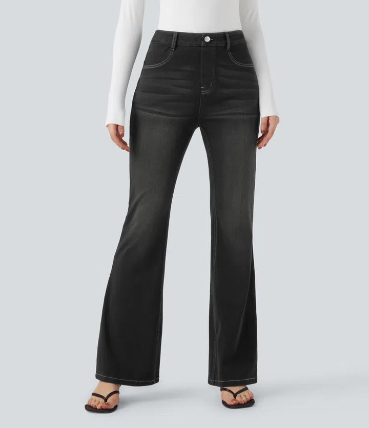 Halara Flex High Waisted Tummy Control Butt Lifting Denim Casual Bootcut Leggings with Pockets
