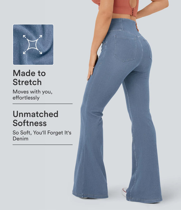 Halara Flex High Waisted Crossover Pocket InstantCool Washed Casual Jeans