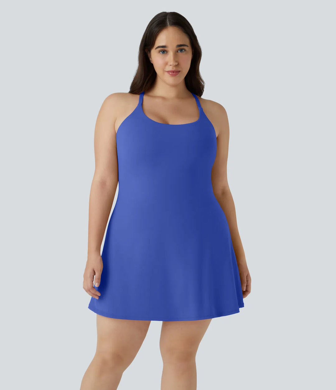 Everyday SoftlyZero Plush Backless 2-in-1 Flare Workout Plus Size Dress-Wannabe-Easy Peezy