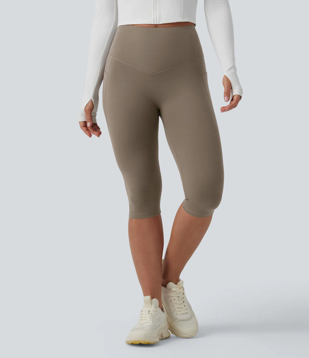 Halara UltraSculpt High Waisted Butt Lifting Tummy Control Pedal Pushers Shaping Training Leggings with Pockets