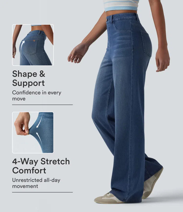 Halara Flex High Waisted Sculpted Lift Design Straight Leg Casual Jeans with Pockets