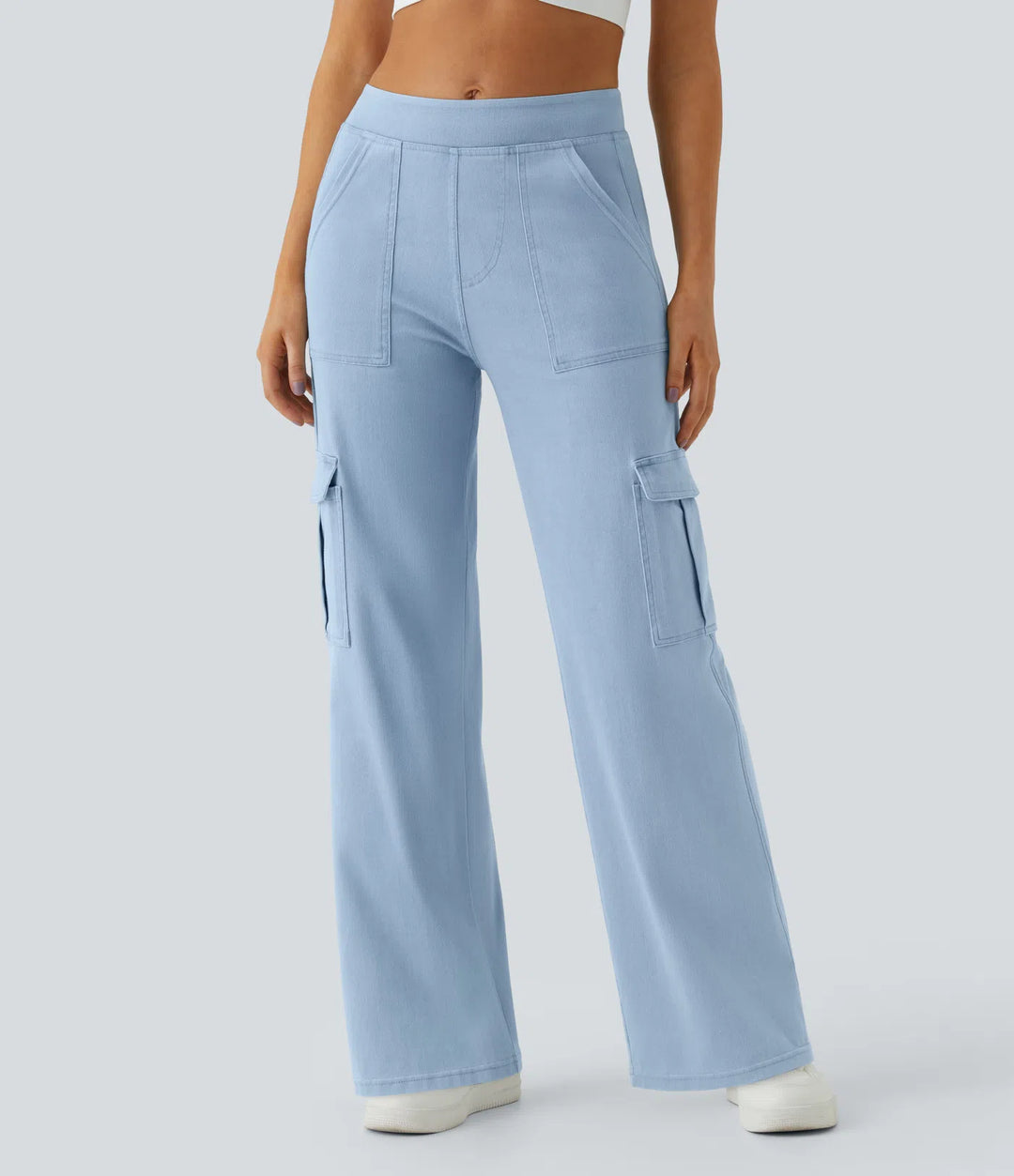 Halara Flex Mid Rise Pockets Straight Leg Casual Cargo Jeans