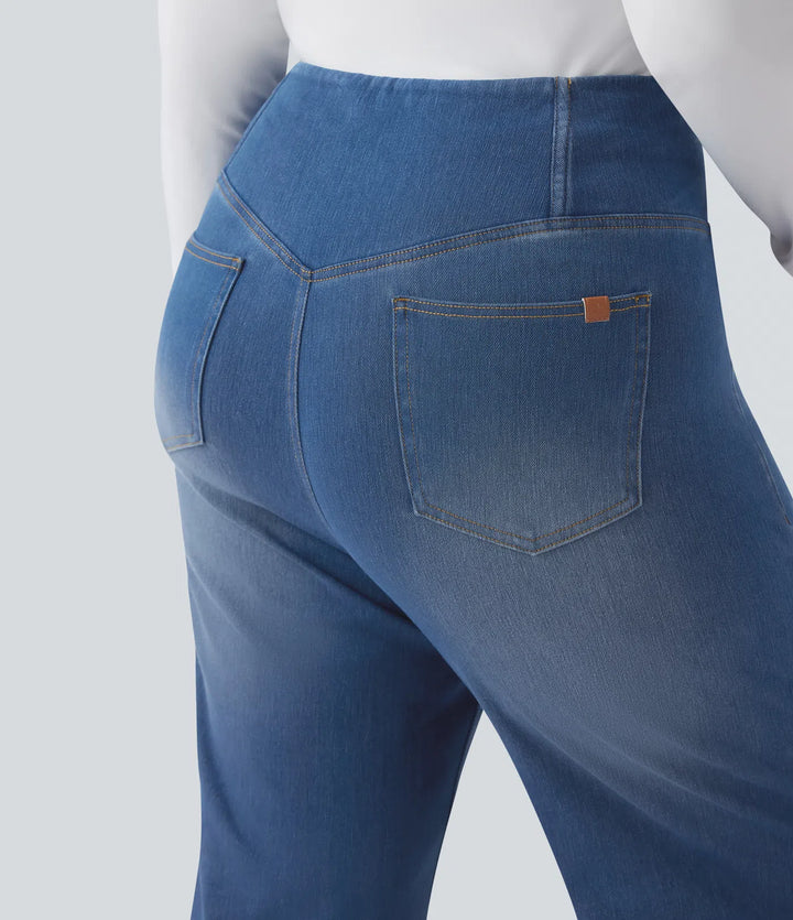 Halara Flex Crossover High Waisted Tummy Control Casual Straight Leg Plus Size Jeans with Pockets