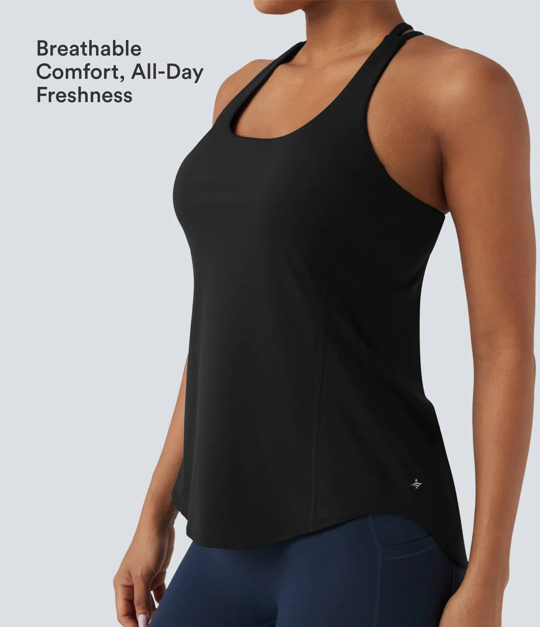Halara UltraSculpt Round Neck Crisscross Back Running Tank Tops DD-F Cups