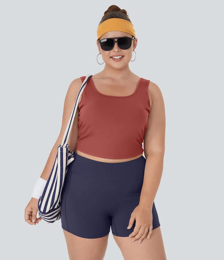 U Neck Crossover Plus Size Barre Ballet Dance Tank Top