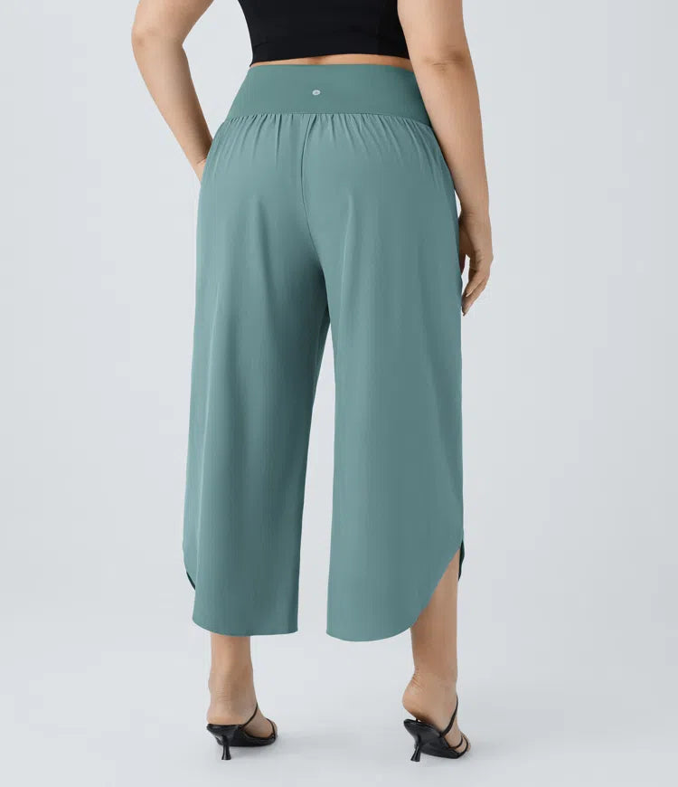 Breezeful High Waisted Crossover Pocket Quick Dry Plus Size Pants