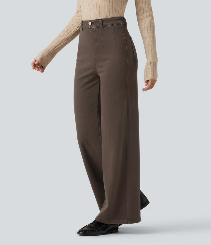 Halara Flex High Waisted Tummy Control Wide Leg Colorful Casual Jeans with Pockets