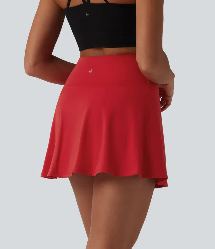 SoftlyZero Airy High Waisted Tummy Control 2-in-1 InstantCool Mini Tennis Skirt with Pockets