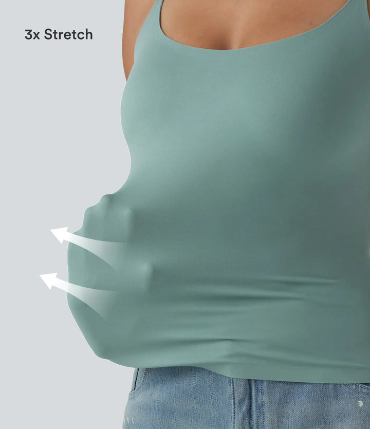 Scoop Neck Built-in Bra Casual Tank Top B-E Cups