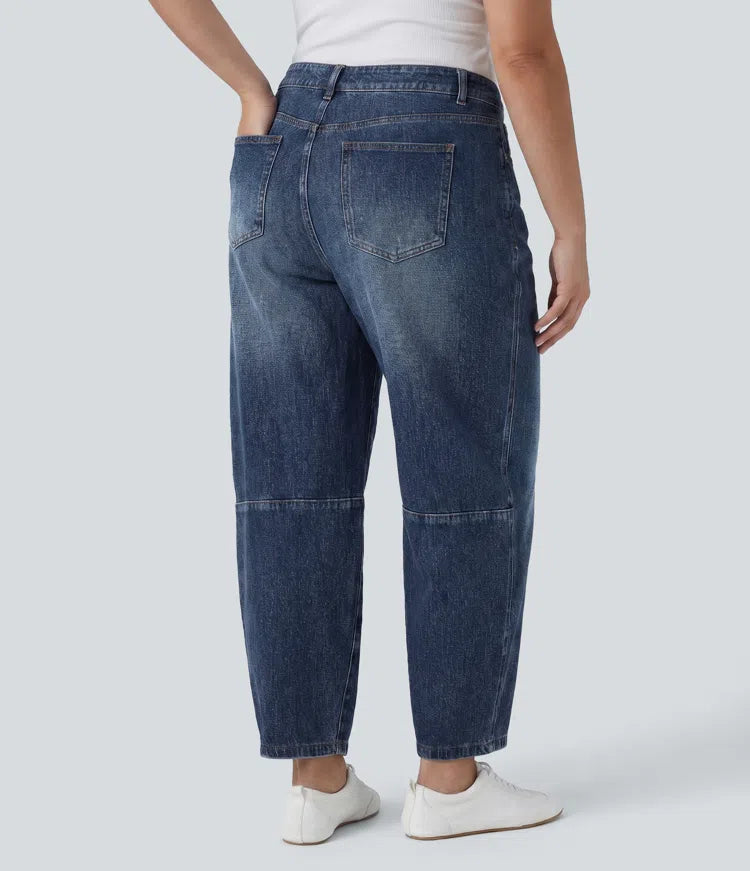 Halara Flex Low Rise Barrel Leg Casual Plus Size Jeans with Pockets