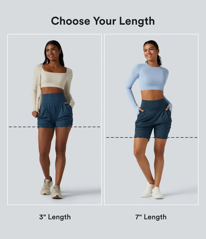 SoftlyZero Airy High Waisted Ruched InstantCool Yoga Shorts 3&
