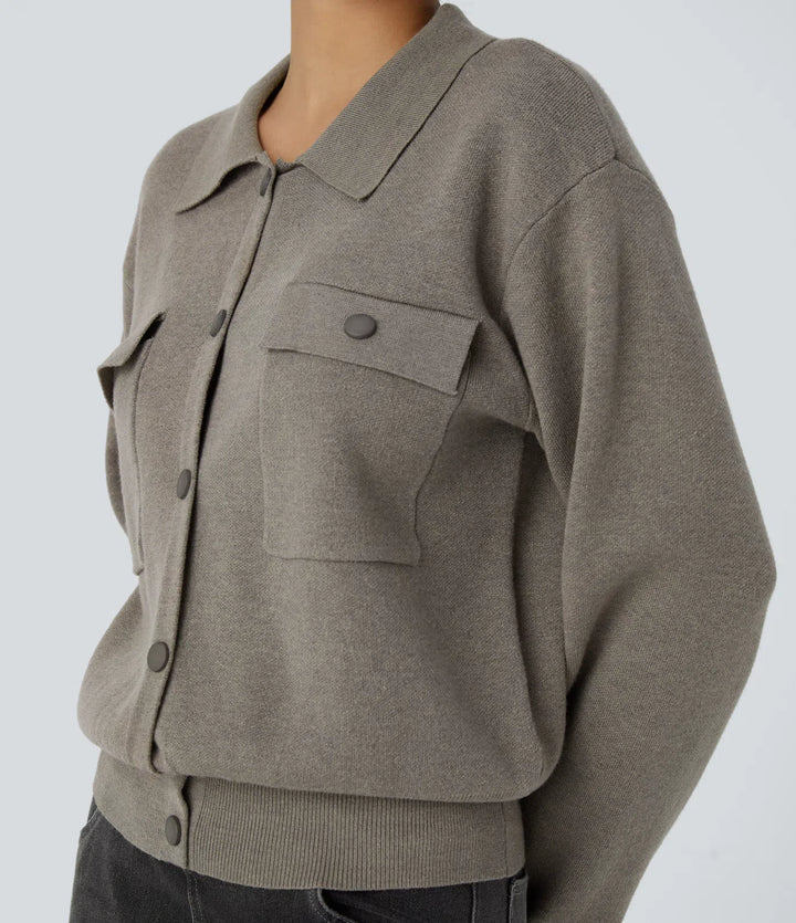 Pocket Long Sleeve Casual Sweater