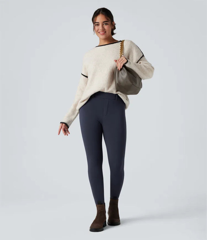 SoftlyZero Plush Thermal High Waisted Casual 7/8 Leggings with Pockets
