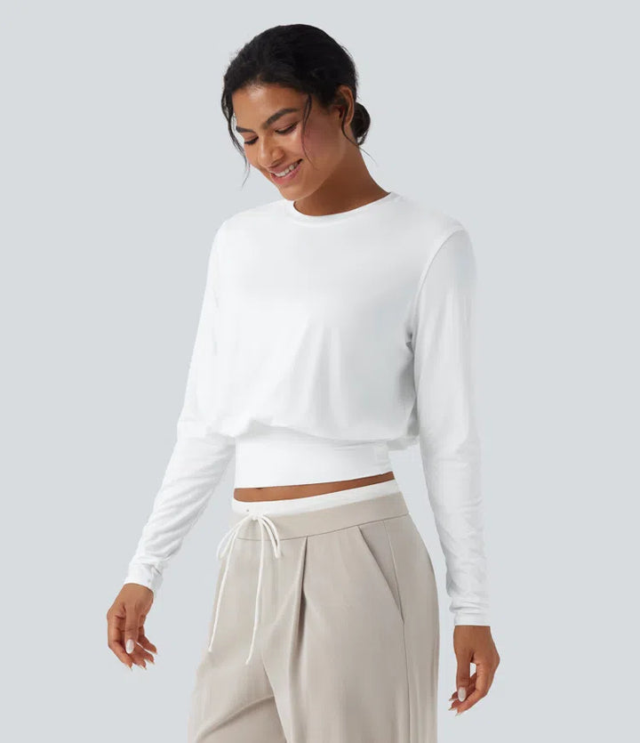 Round Neck Long Sleeve Work Top