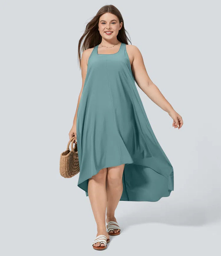 Breezeful RacerPocket High Low Flowy Midi Quick Dry Casual Plus Size Dress