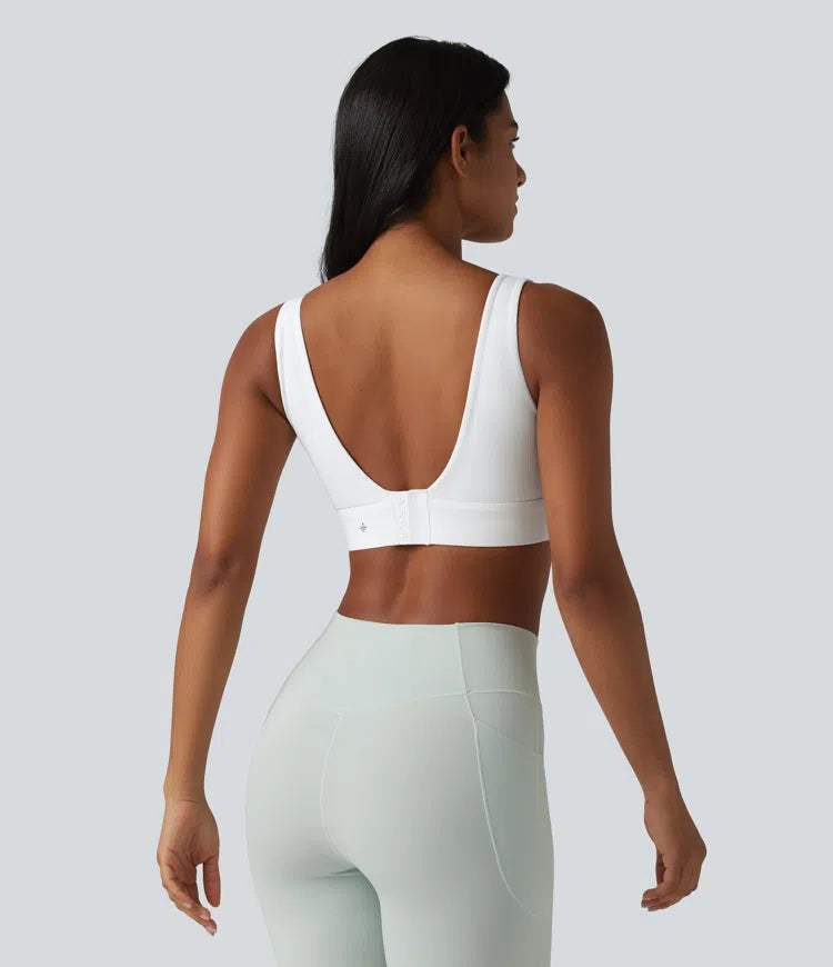 Halara Ultrasculpt Medium Support Backless Adjustable Buckle Built-in Bra Training Sports Bra