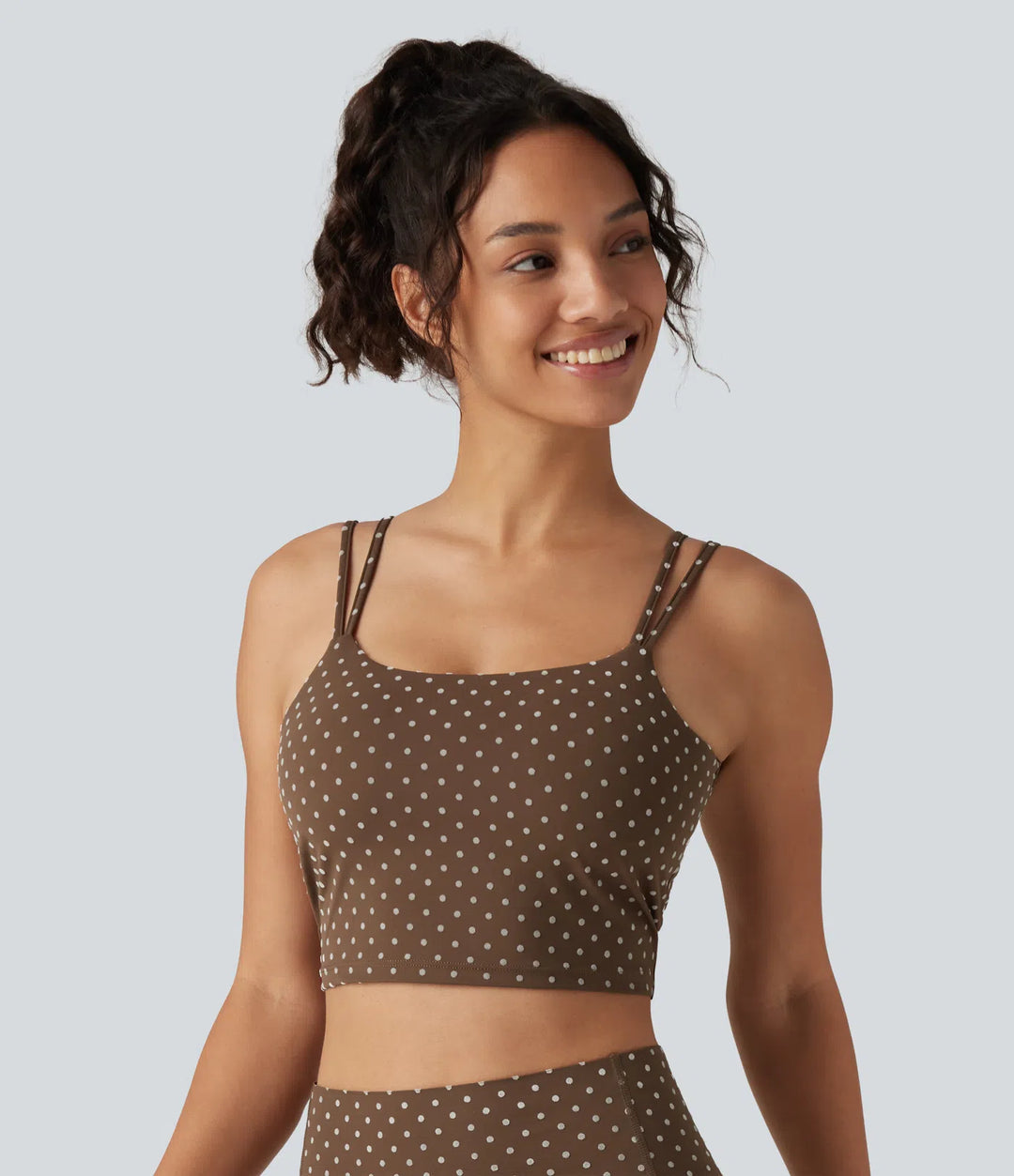 Halara UltraSculpt Light Support Backless Built-in Bra Flocked Polka Dot Yoga Sports Bra