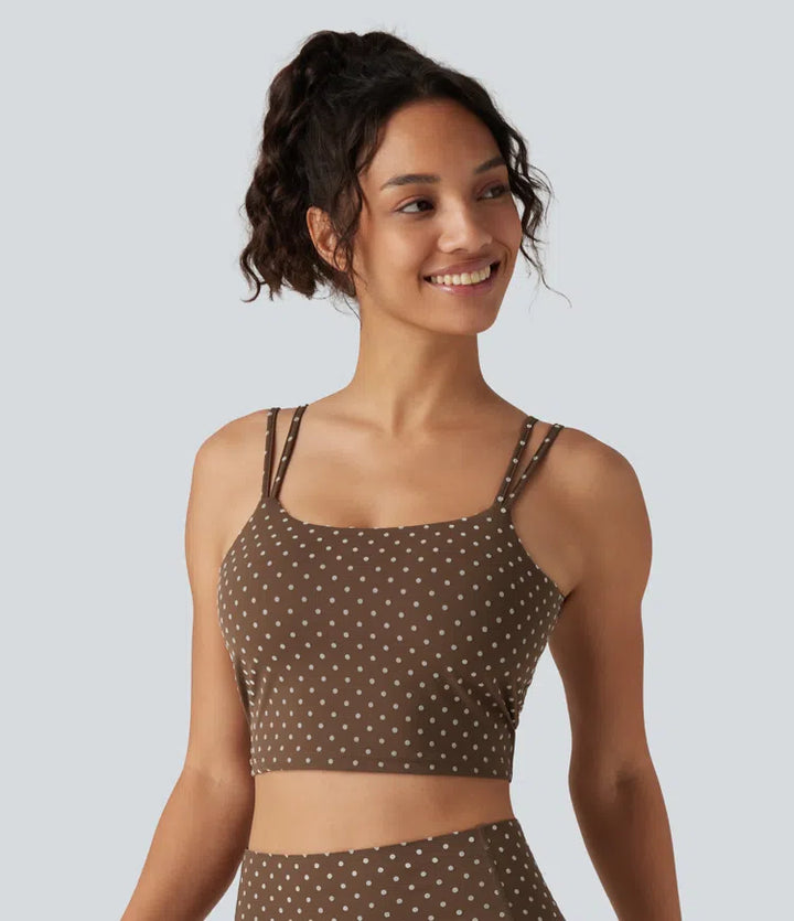 Halara UltraSculpt Light Support Backless Built-in Bra Flocked Polka Dot Yoga Sports Bra