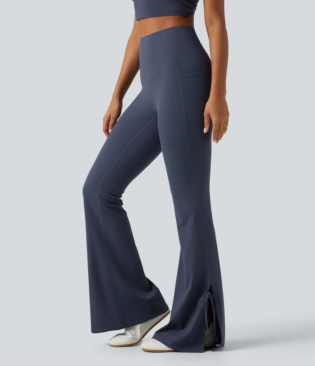 Halara UltraSculpt High Waisted Lace Up Flare Yoga Leggings with Pockets