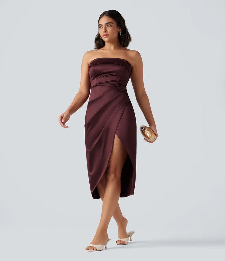 Tube 2-in-1 Bodycon Satin Midi Party Dress