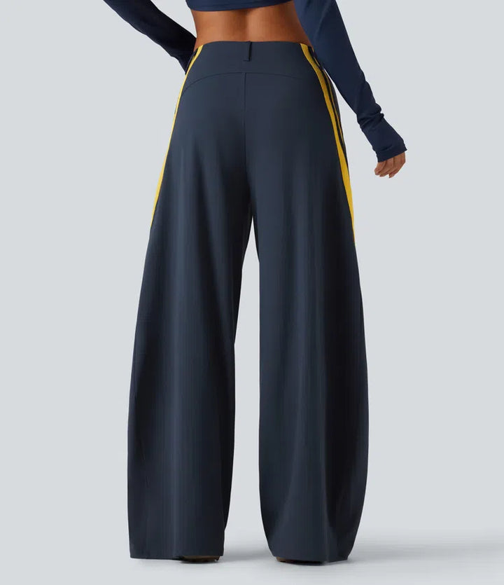 High Waisted Color Block Side Stripe Barrel Dance Pants with Pockets