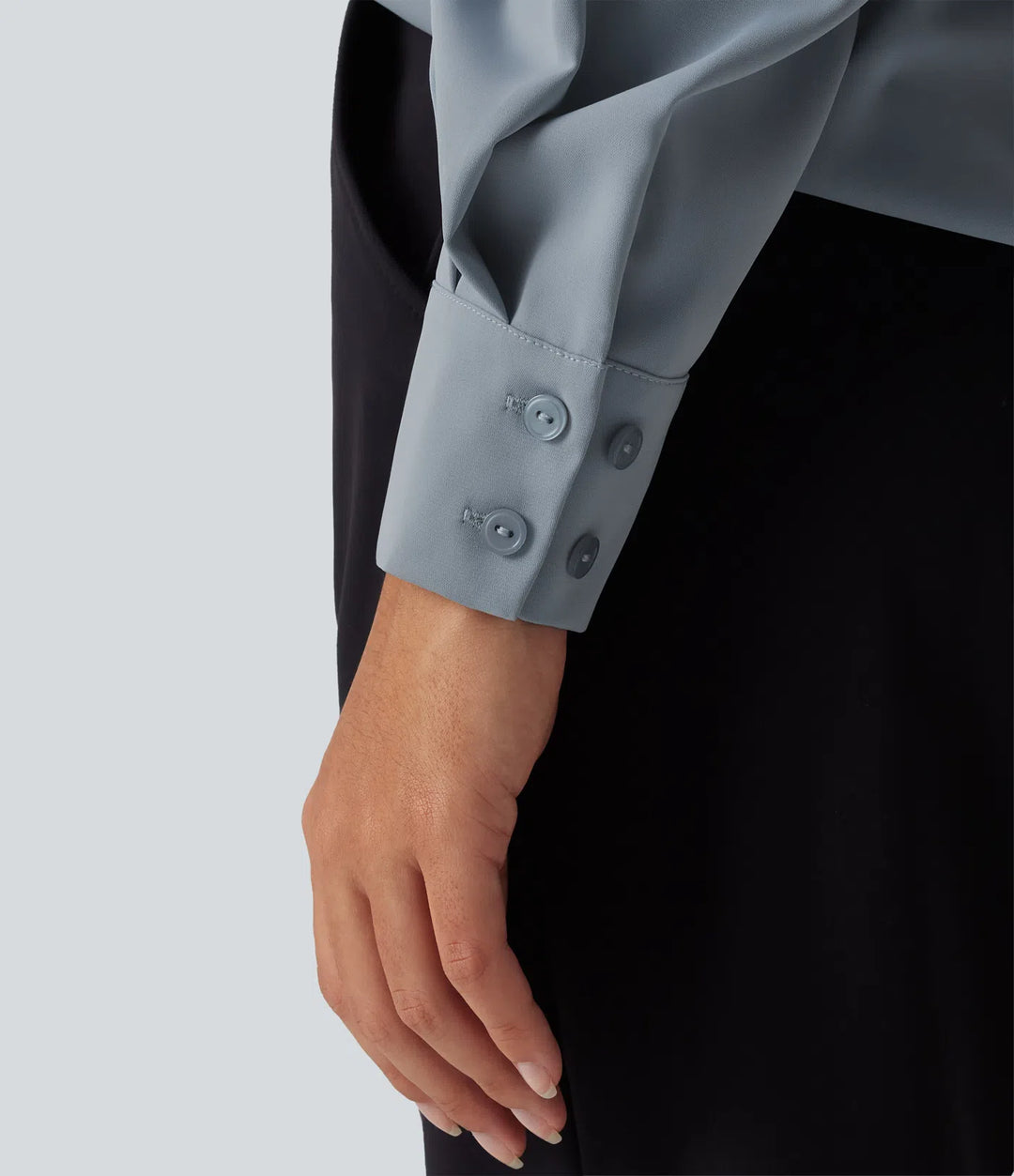 Wrinkle Recovery V Neck Long Sleeve Work Blouse