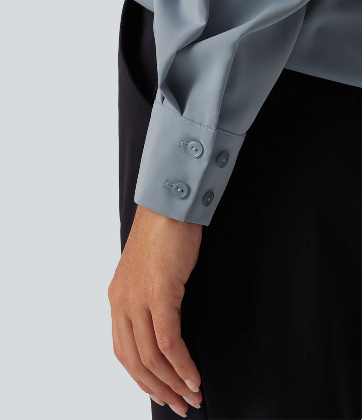 Wrinkle Recovery V Neck Long Sleeve Work Blouse