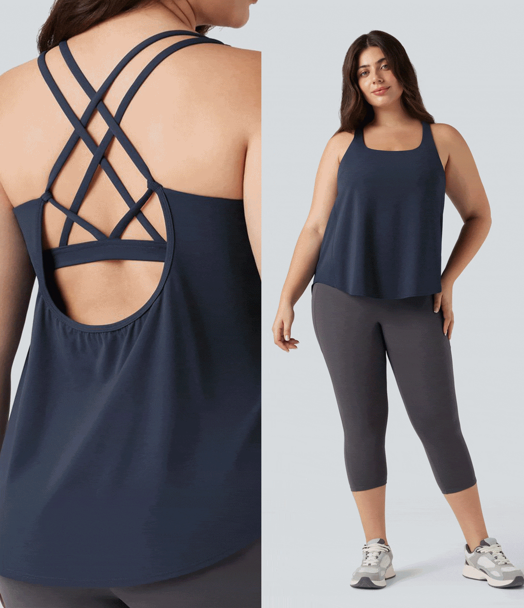 Plus Size Halara UltraSculpt Round Neck Curved Hem Running Tank Top