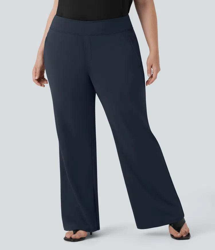 Plus Size Halara Flex DayStretch High Waisted Work Flare Pants with Side Zip Pockets