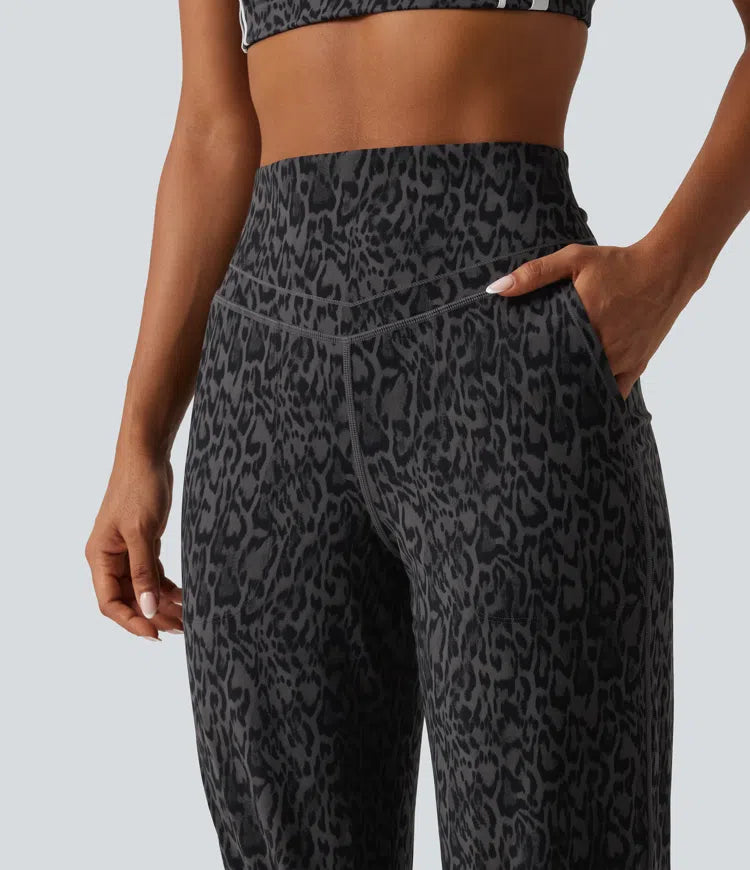 Halara UltraSculpt Leopard Print High Waisted Tummy Control Yoga Joggers with Pockets