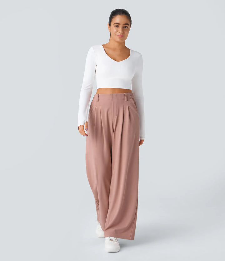 Halara Flex High Waisted Pocket Wide Leg Waffle Work Pants