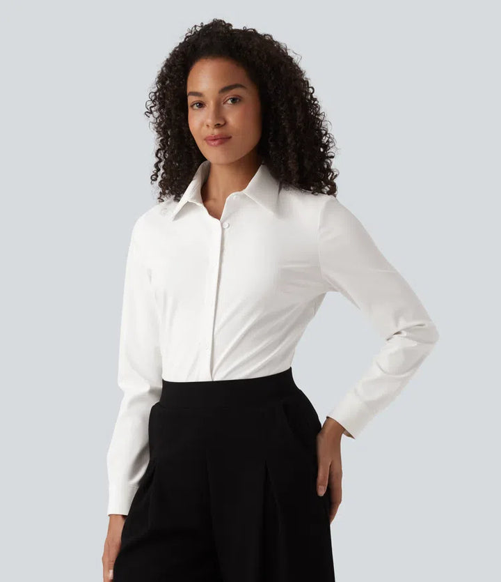Wrinkle Recovery Collar Long Sleeve Quick Dry Work Shirt