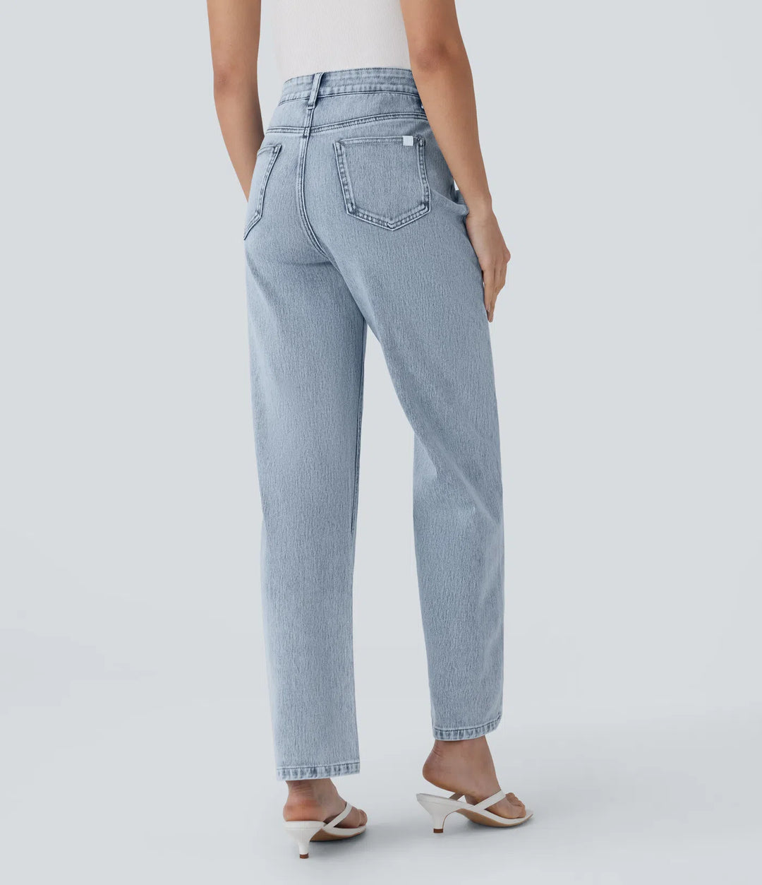 Halara Flex High Waisted Zipper Pockets Straight Leg Casual Jeans
