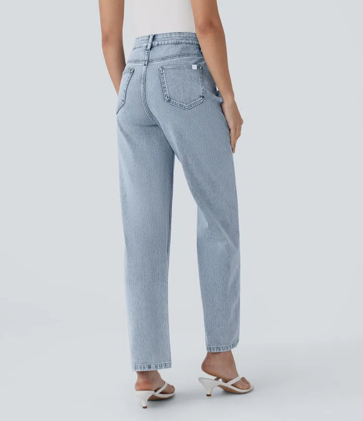Halara Flex High Waisted Zipper Pockets Straight Leg Casual Jeans