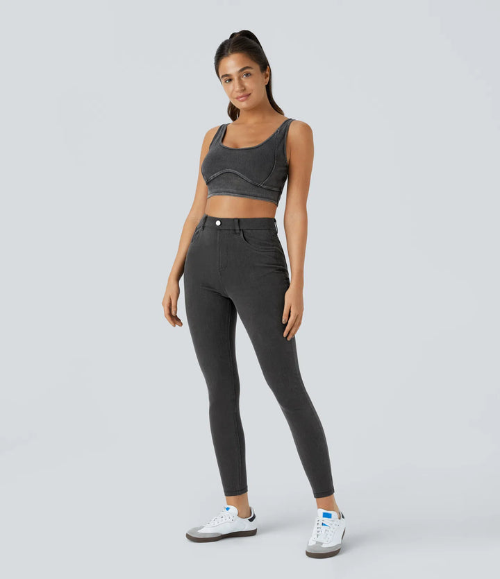 Halara Flex High Waisted Pockets Denim Work Leggings