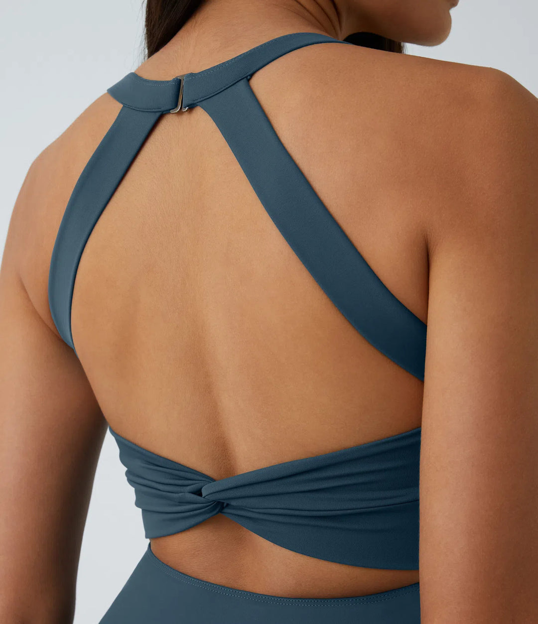 SoftlyZero Airy Backless Twisted Flare Low Support Dance Active Dress-Longer Length-Easy Peezy Edition A-D Cups