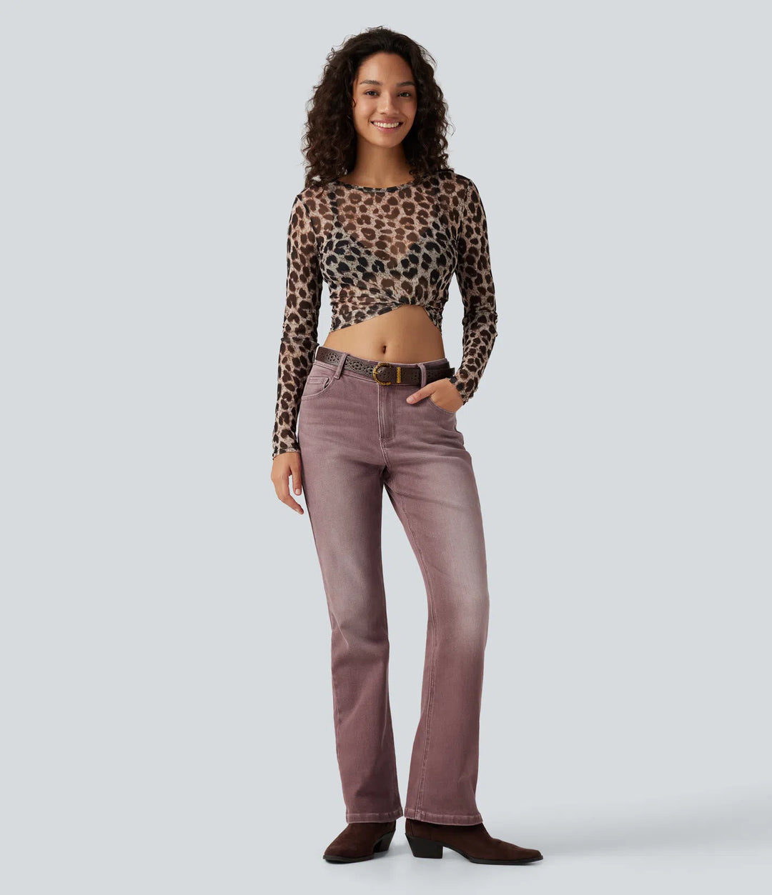 Low Rise Bootcut Colorful Casual Jeans with Pockets