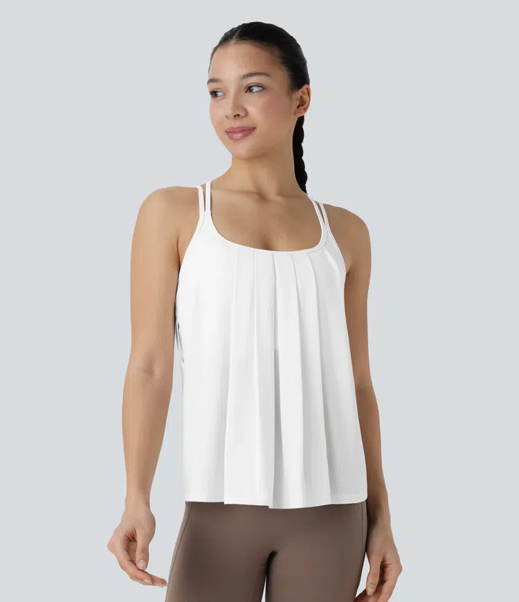 Double Straps Pleated Quick Dry Yoga Cami Top