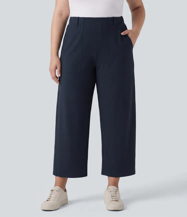 Plus Size DayStretch High Waisted Barrel Leg Casual Pants with Pockets