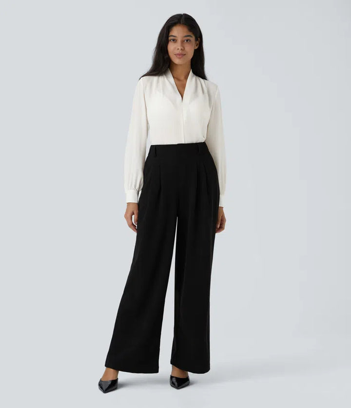 V Neck Long Sleeve Work Blouse